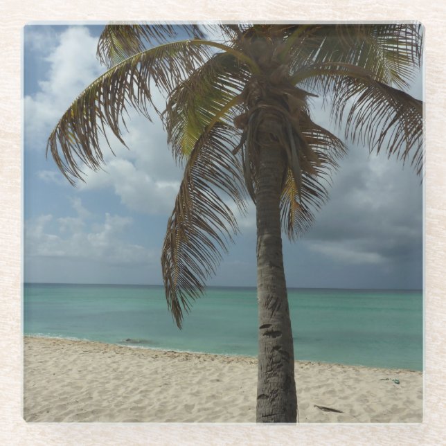 Aruban Beach I Beautiful Nature Scene Glass Coaster (Front)