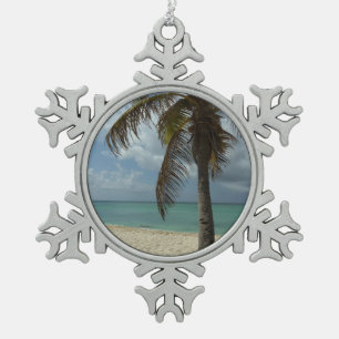 Aruban Beach I Beautiful Nature Scene Snowflake Pewter Christmas Ornament