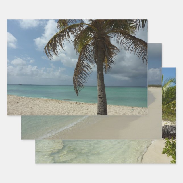 Aruban Beach I Beautiful Nature Scene Wrapping Paper Sheet (Set)