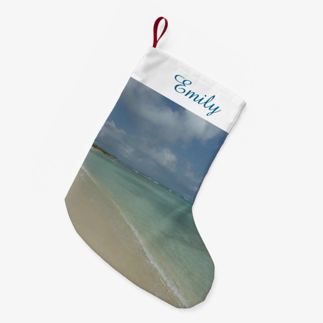 Aruban Beach II Beautiful Nature Scene Small Christmas Stocking (Front (Hanging))