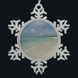Aruban Beach II Beautiful Nature Scene Snowflake Pewter Christmas Ornament<br><div class="desc">Sometimes you just want to get away to somewhere warm and tropical, and this picture sums up the experience. This tropical scene shows the white sand beach of Aruba. Check out our store for more beautiful photos of perfect Caribbean beaches. This picture is also featured as the widescreen wallpaper "Aruban...</div>