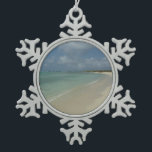 Aruban Beach II Beautiful Nature Scene Snowflake Pewter Christmas Ornament<br><div class="desc">Sometimes you just want to get away to somewhere warm and tropical, and this picture sums up the experience. This tropical scene shows the white sand beach of Aruba. Check out our store for more beautiful photos of perfect Caribbean beaches. This picture is also featured as the widescreen wallpaper "Aruban...</div>