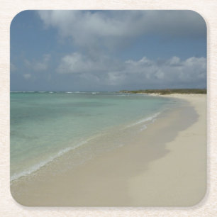 Aruban Beach II Beautiful Nature Scene Square Paper Coaster