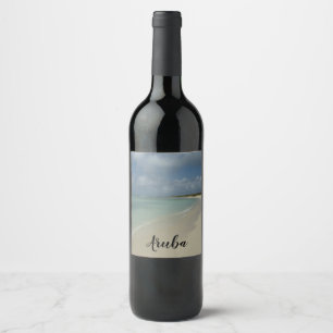 Aruban Beach II Beautiful Nature Scene Wine Label