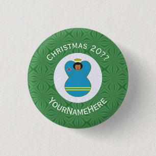 Aruban Flag Angel Christmas Personalised 3 Cm Round Badge