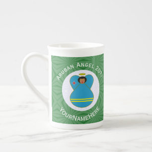 Aruban Flag Angel Christmas Personalised Bone China Mug