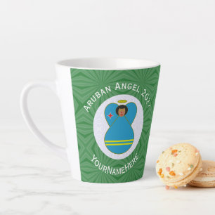Aruban Flag Angel Christmas Personalised Latte Mug