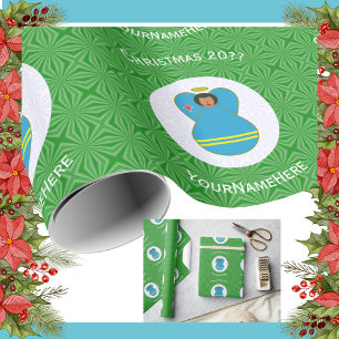 Aruban Flag Angel Christmas Personalised Wrapping Paper