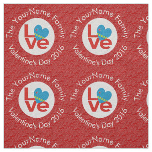 Aruban Flag Heart LOVE Red Personalised Text  Fabric