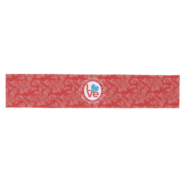 Aruban Flag Heart LOVE Red Personalised Text  Medium Table Runner (Horizontal)