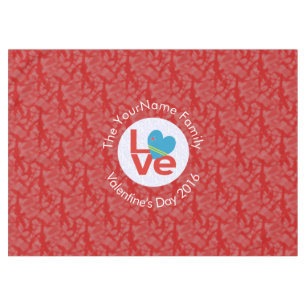 Aruban Flag Heart LOVE Red Personalised Text  Tablecloth