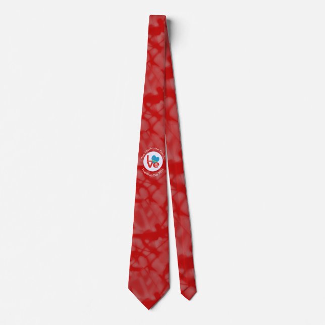Aruban Flag Heart LOVE Red Personalised Text  Tie (Front)