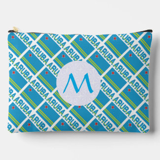 Aruban Flag Tiled Monogrammed  Accessory Pouch