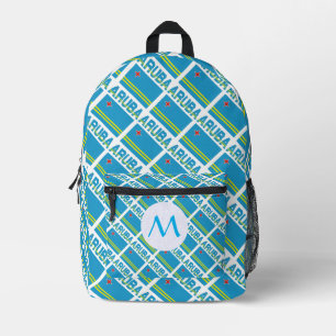 Aruban Flag Tiled Monogrammed Printed Backpack