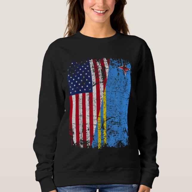 ARUBAN ROOTS Half American Flag ARUBA FLAG Sweatshirt (Front)