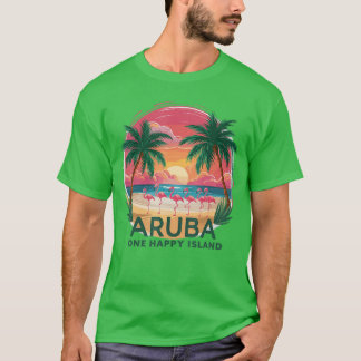 Arubas One Happy Island beautiful sunset beach Fla T-Shirt