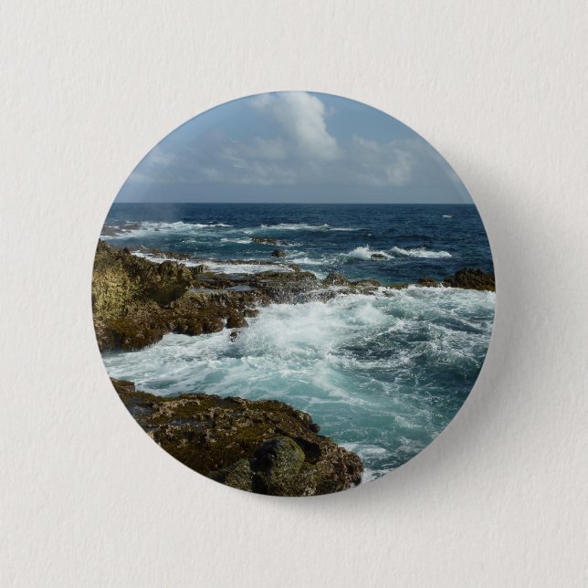 Aruba's Rocky Coast and Blue Ocean 6 Cm Round Badge (Front)