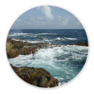 Aruba's Rocky Coast and Blue Ocean Ceramic Knob