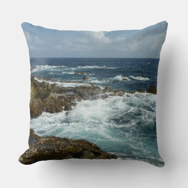 Aruba's Rocky Coast and Blue Ocean Cushion (Front)