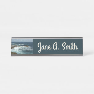 Aruba's Rocky Coast and Blue Ocean Desk Name Plate