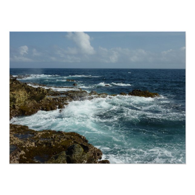 Aruba's Rocky Coast and Blue Ocean Poster (Front)