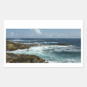 Aruba's Rocky Coast and Blue Ocean Rectangular Sticker