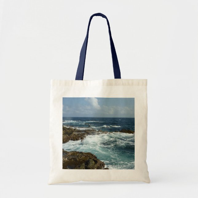 Aruba's Rocky Coast and Blue Ocean Tote Bag (Front)