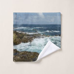 Aruba's Rocky Coast and Blue Ocean Wash Cloth
