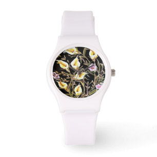 Arum Lily Artistic Floral Design On Black Watch