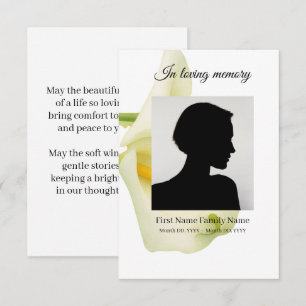 Arum lily funeral prayer card