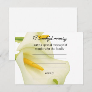 Arum lily memorial message card