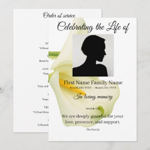 Arum lily order of service invitation