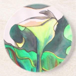Arum Lily watercolor original art painting Coaster