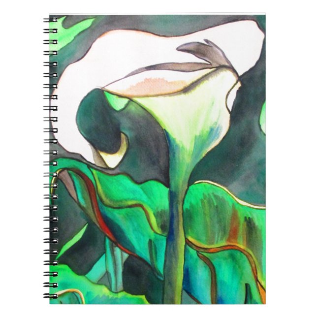 Arum Lily watercolor original art painting Notebook (Front)