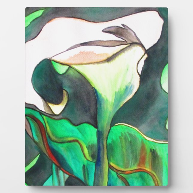 Arum Lily watercolor original art painting Plaque (Front)