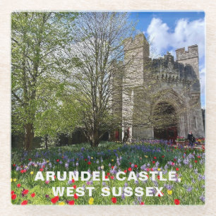 Arundel Castle in Spring Time, West Sussex Glass Coaster