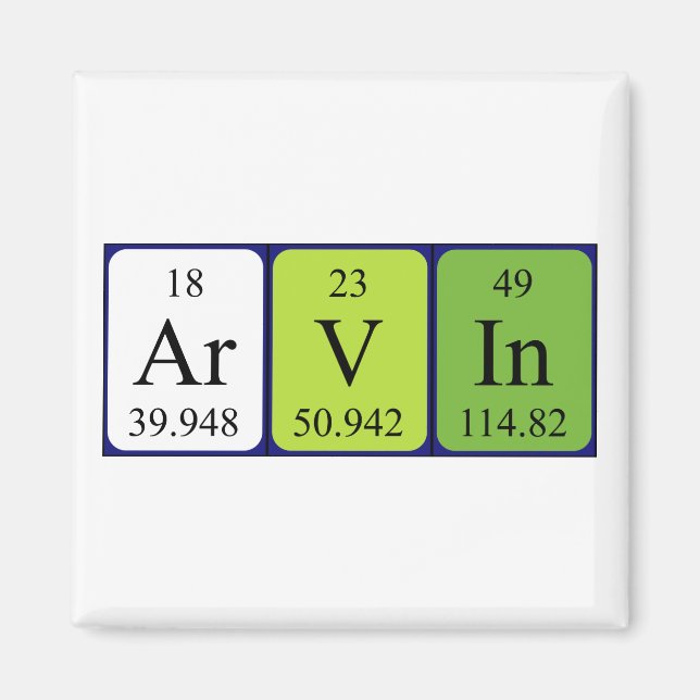 Arvin periodic table name magnet (Front)