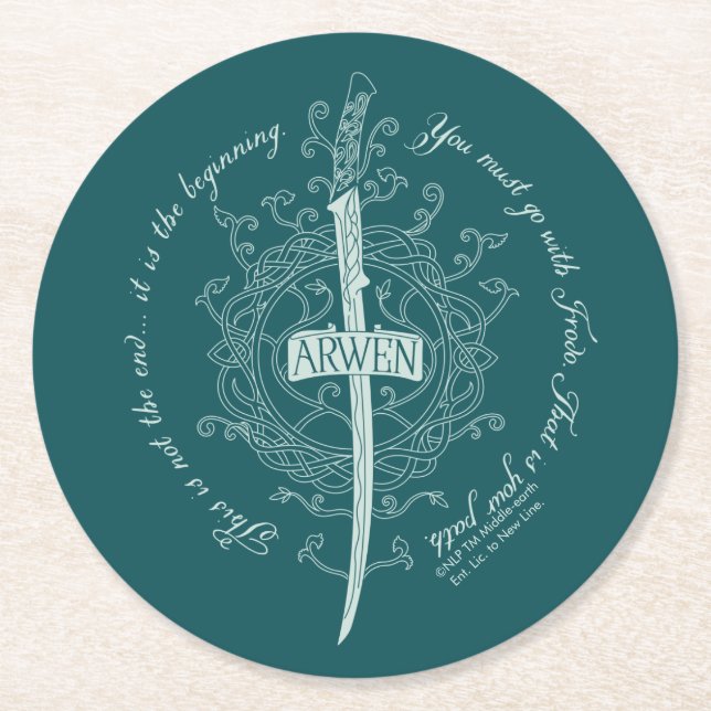 ARWEN™ Elven Sword Quote Round Paper Coaster (Front)