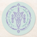 ARWEN™ Evenstar Quote Graphic Round Paper Coaster<br><div class="desc">Embrace the grace and strength of Middle-earth™ with this elegant Lord of the Rings™ design inspired by Arwen™ and the timeless beauty of Elven artistry. At the center, an intricate Evenstar-style motif is framed by delicate scrollwork and flowing ornamental details, creating a refined, symmetrical composition. Encircling the design is the...</div>