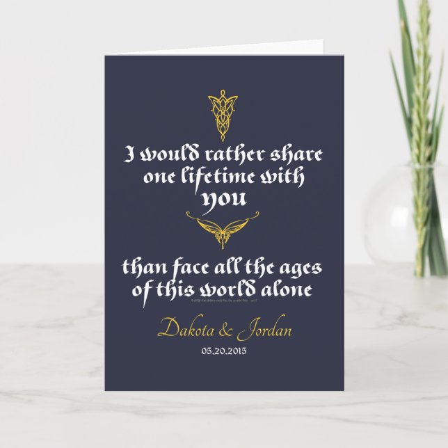 Arwen "One Lifetime With You" Quote With Icons Card (Front)
