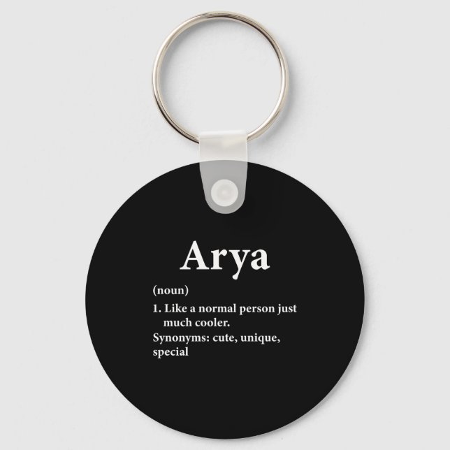 Arya Name Definition  Key Ring (Front)
