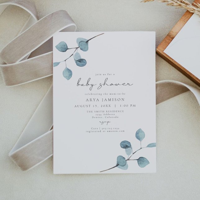 ARYA Rustic Eucalyptus Greenery Baby Shower Invitation (Creator Uploaded)