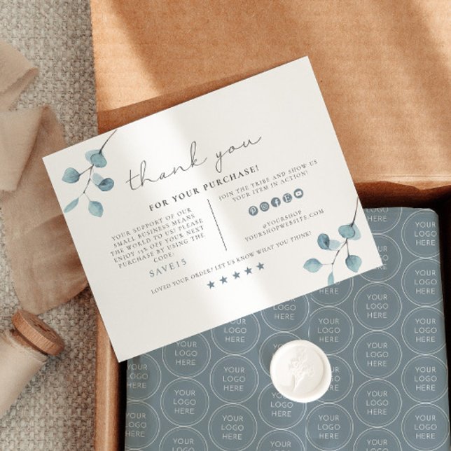 ARYA Sage Green Eucalyptus Business Thank You Card (Creator Uploaded)