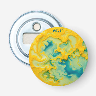 ARYAN ~ Shades of Aqua Yellow Blue 3D ~ Bottle Opener