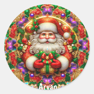 ARYAN ~ SHINY SANTA Christmas ~  Classic Round Sticker