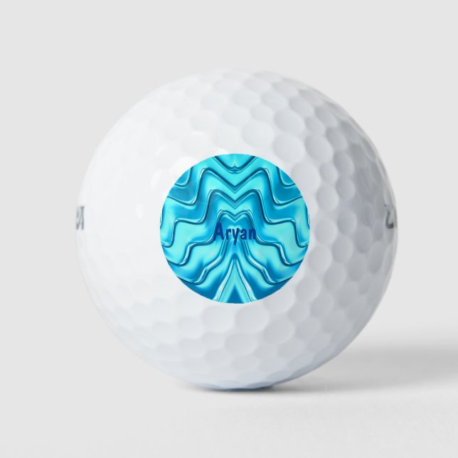 ARYAN ~ WAVES Aqua Blue Shades fractal ~ cute~ Golf Balls (Front)