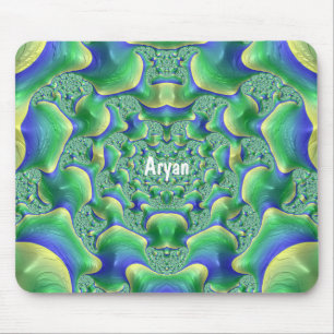 ARYAN ~ Zany Green, Yellow and Blue Mouse Pad