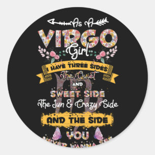 As A Virgo Girl birthday Astrology Zodiac Floral Classic Round Sticker
