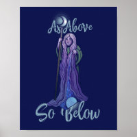 As Above so Below Crone Moon Goddess Pagan Art