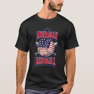 As American as Baseball America USA Flag Sports Ba T-Shirt